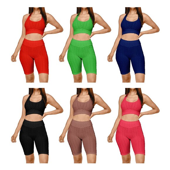 2-Piece Women's High Waisted Moisture-Wicking Anti Cellulite Activewear Yoga Set - Picture 9 of 11